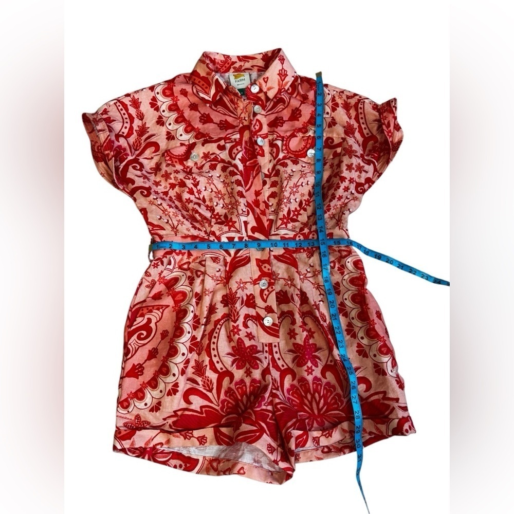 Farm Rio Jaipur Floral Paisley Linen Romper Size Medium - Picture 15 of 15